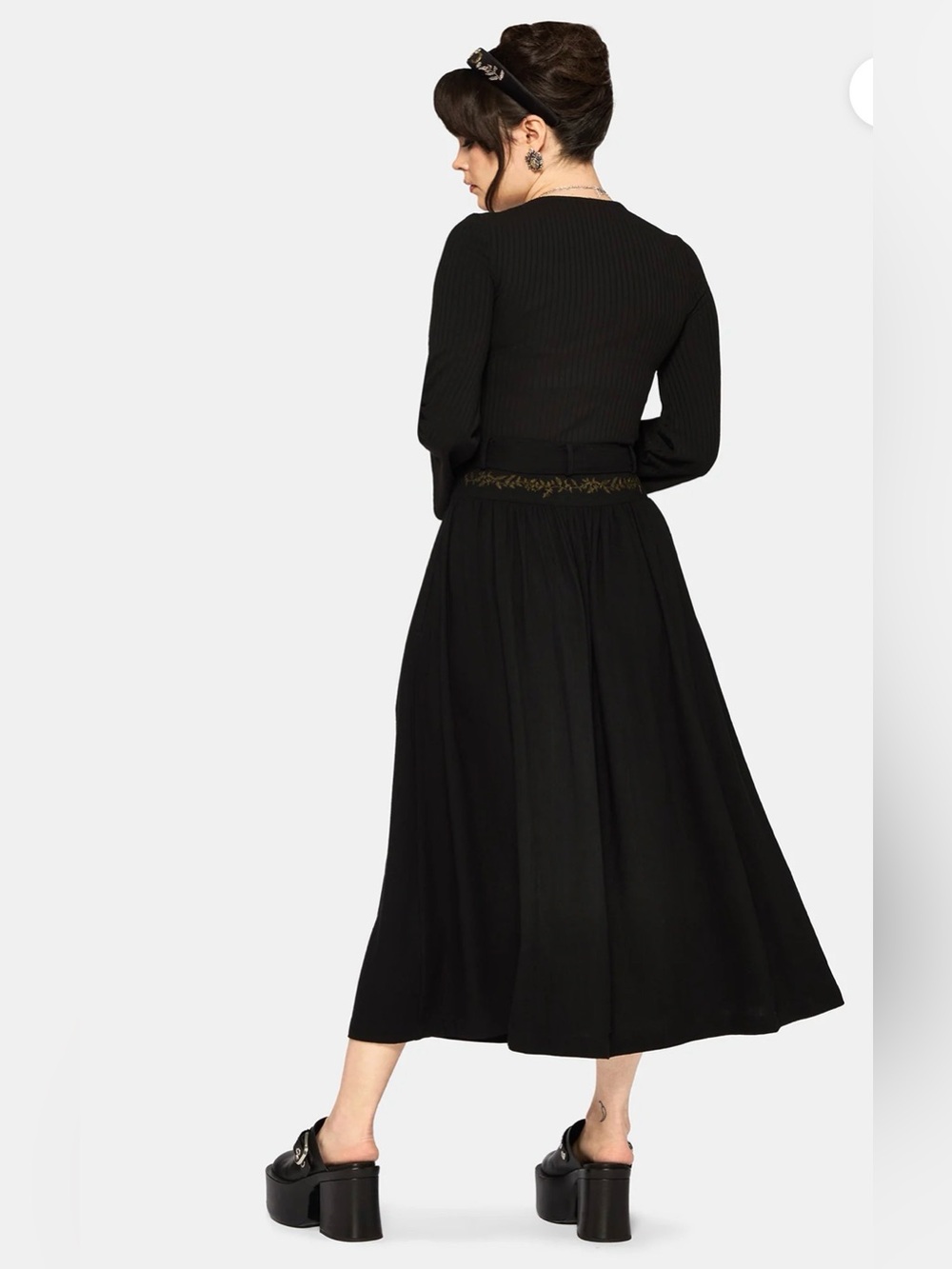 NWT Disturbia Abellona Embroidered Tie Waist Midaxi Skirt black Size 10 - Picture 3 of 6